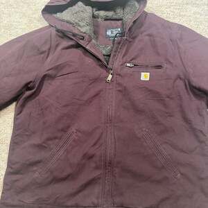 Carhartt Women's Relaxed Fit Washed Duck Sherpa-Lined Jacket in Blackberry